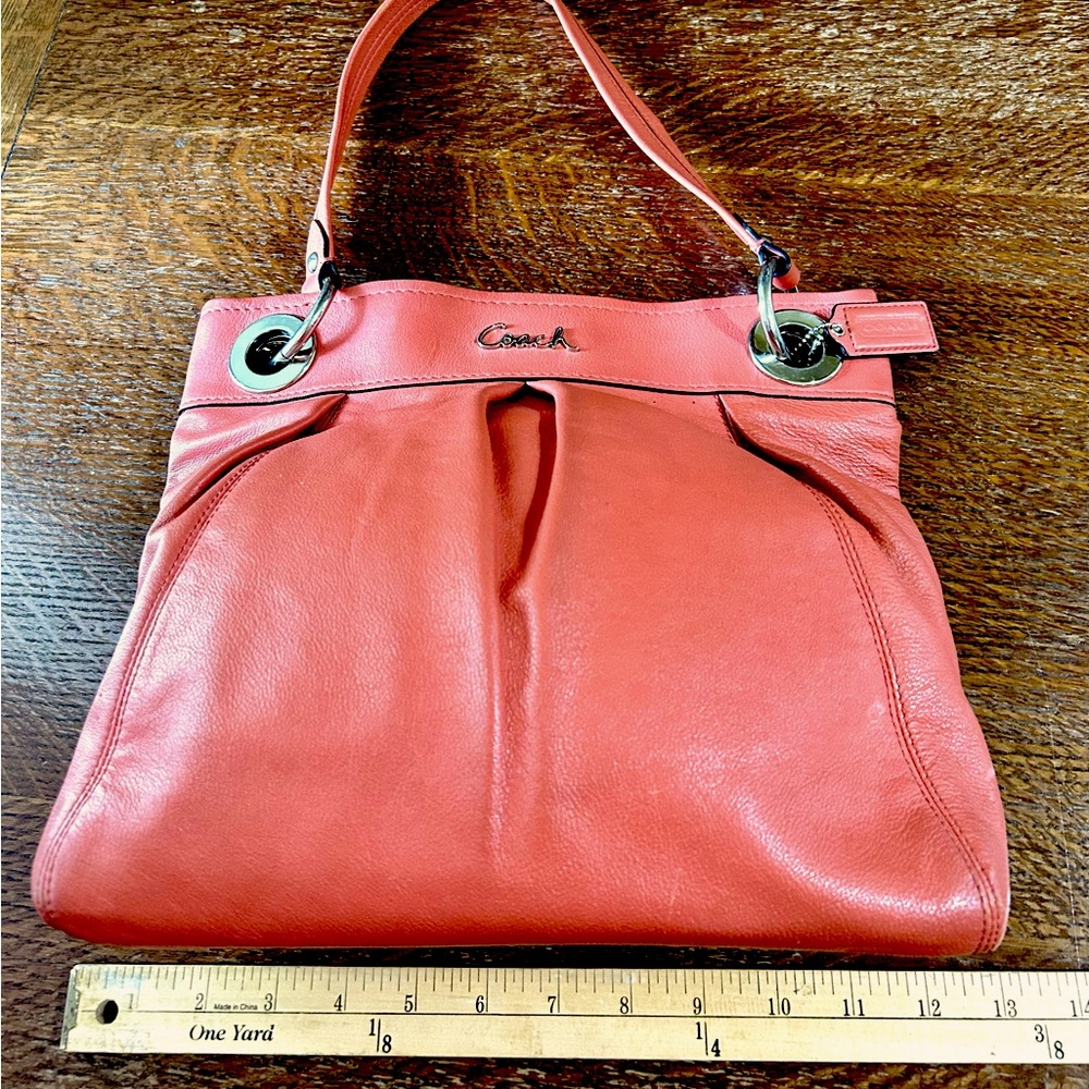 Coach Burnt Orange Leather Shoulder Bag #F17605 with hand tag